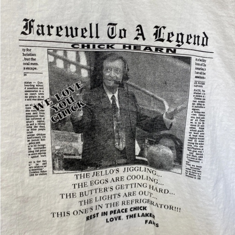 Vintage Grailed LA Lakers Announcer Chick Hearn Memorial T-Shirt